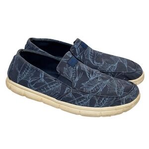 Huk Brewster Print Mens 11 Slip On Boat Shoes Navy Blue Fish Marlin H8015602409
